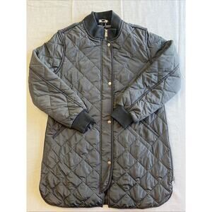 Charlie B Quilted Puffer Coat Size M Black Zip Snap Front/Side Mid Length Jacket